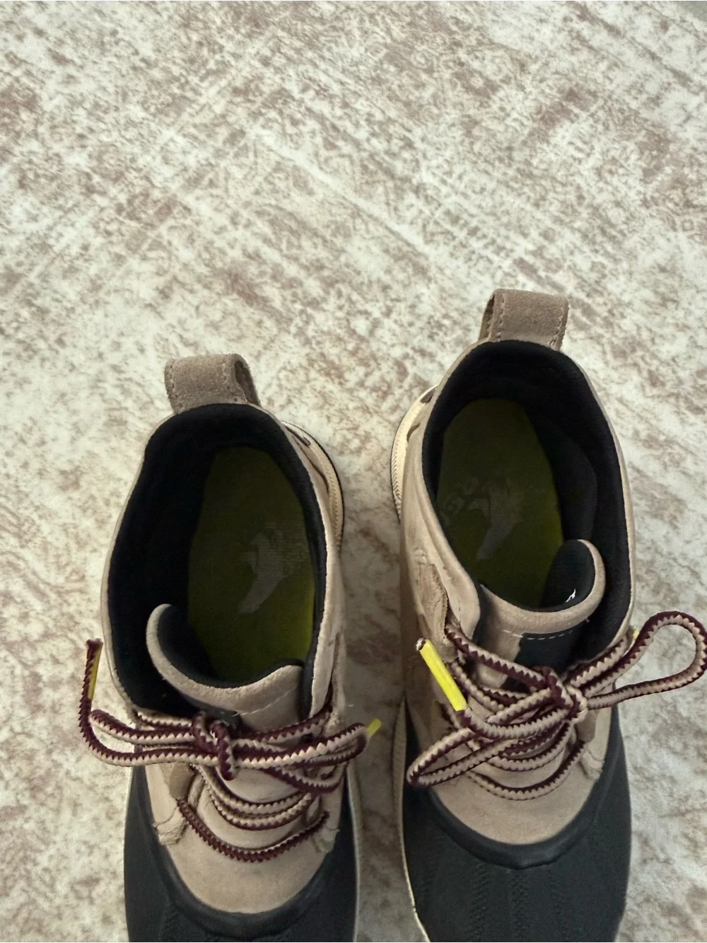 Sorel Taupe and Black Leather Waterproof Duck Boots women’s 7